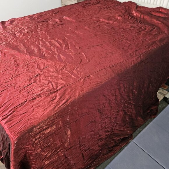 Burgundy Round Tablecloth Extra Large 126in Crushed Satin Wedding Event Decor - Picture 3 of 8